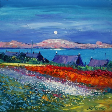 A summer moonrise on the Iona flower beds 16x16